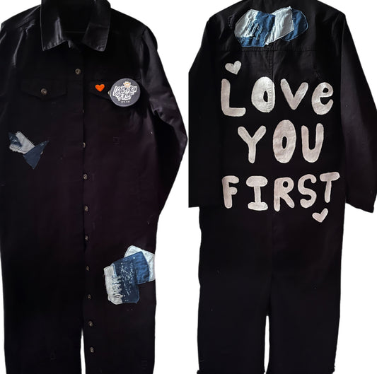 Love You First Black Denim Trench