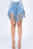 High Waisted Fringe Shorts