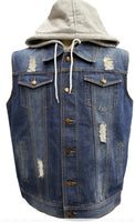 Men’s Black Love You Distressed Denim Vest